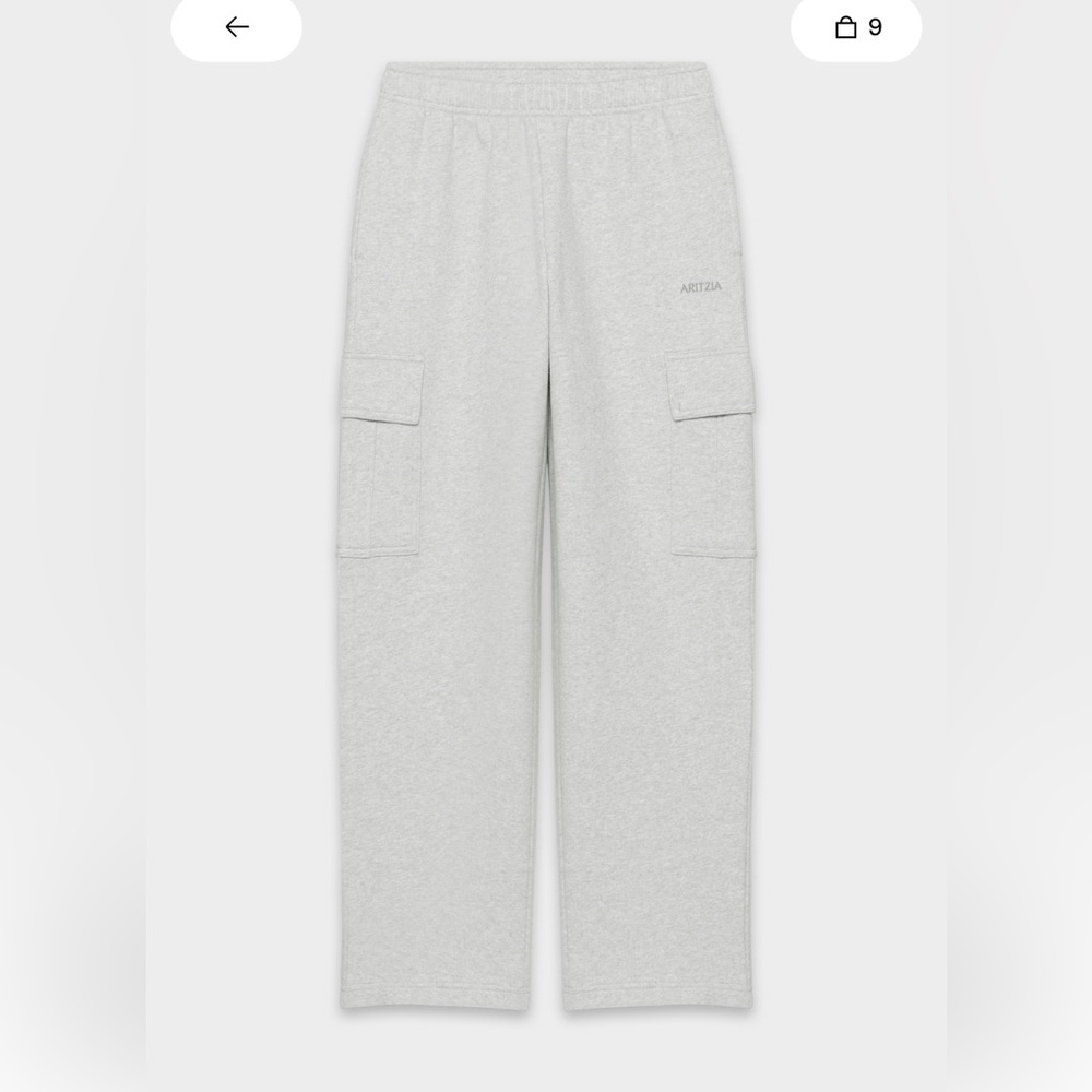 Aritzia TNA Cozy Sweatfleece Mega Cargo Pant - Size XS Heather Cloud White